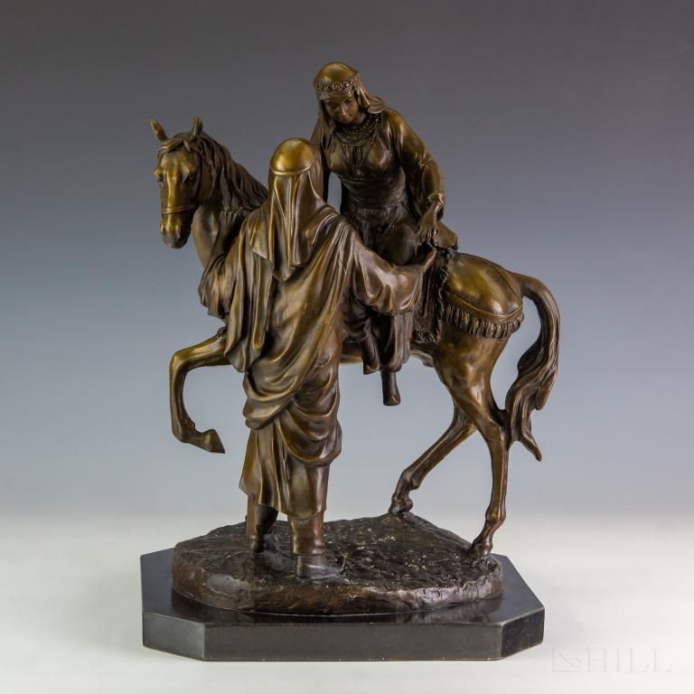 Antique Orientalist Bronze Horse w Rider Sculpture (1 of 7)