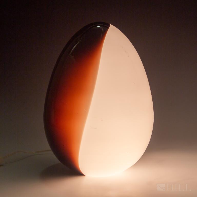 Murano Mid Century Modern Two Tone Glass Egg Lamp (1 of 5)