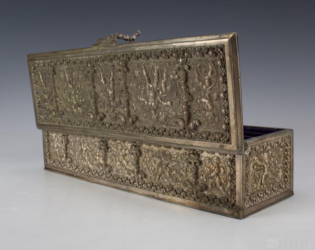 19th C Continental Silver Plate Figural Vanity Box (1 of 6)
