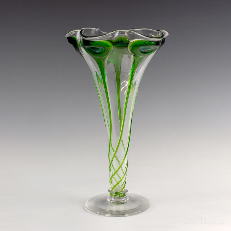 William Powell Whitefriars Peacock Art Glass Vase (1 of 5)