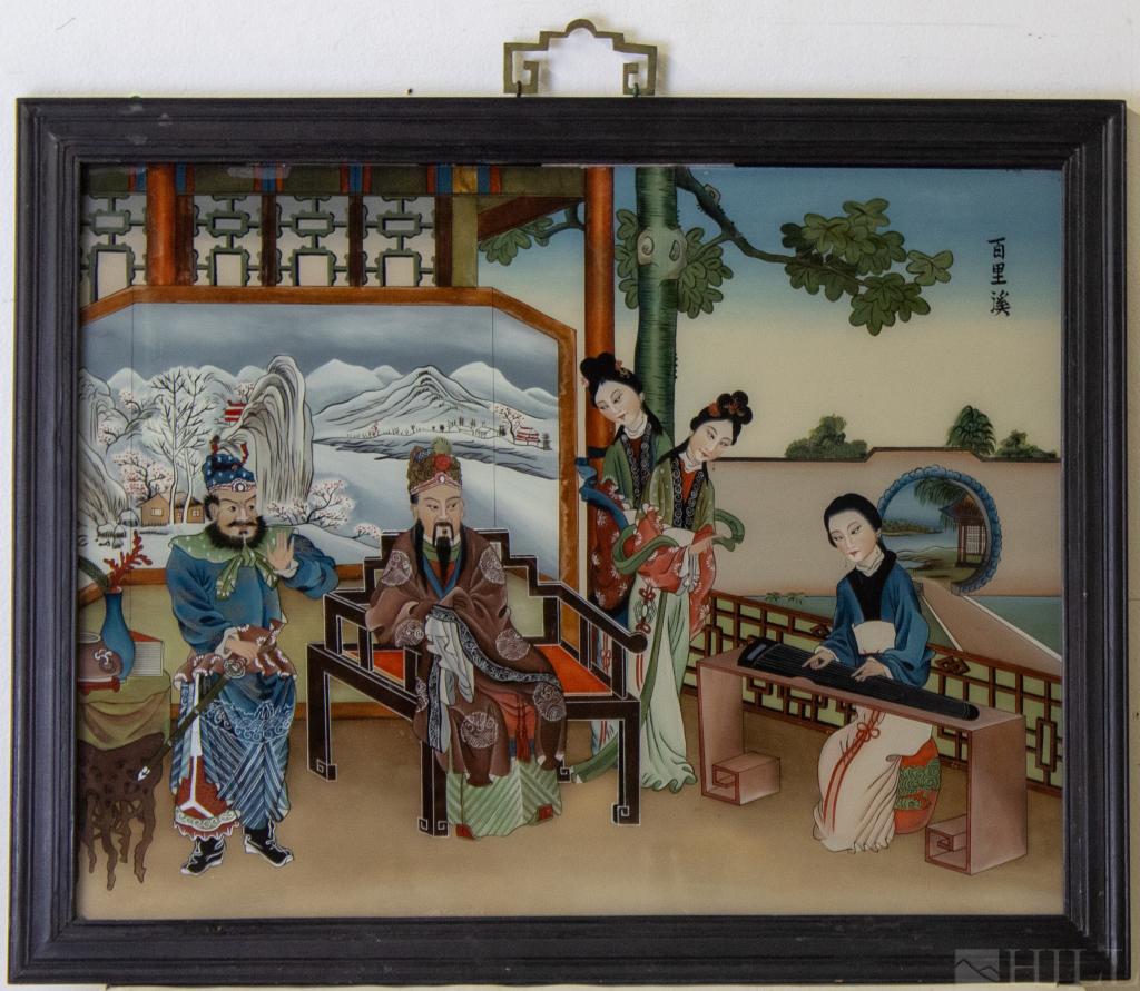 2 Chinese Reverse Painted Glass Figural Painting (1 of 7)