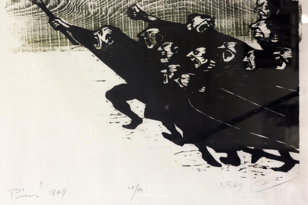 Yaacov Pins 1969 L/E Figural Monotype Print SIGNED (1 of 5)