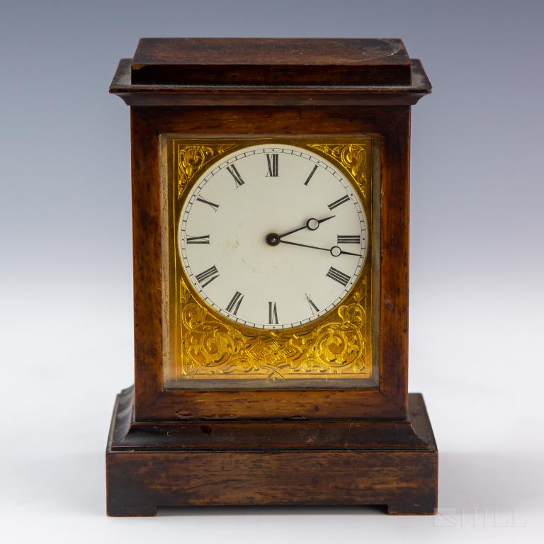 Lewis Tiffany & Co Dark Wood Pendulum Desk Clock (1 of 6)