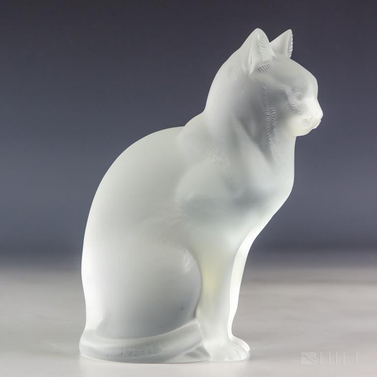 LALIQUE Paris France Clear Crystal Sitting Cat (1 of 7)