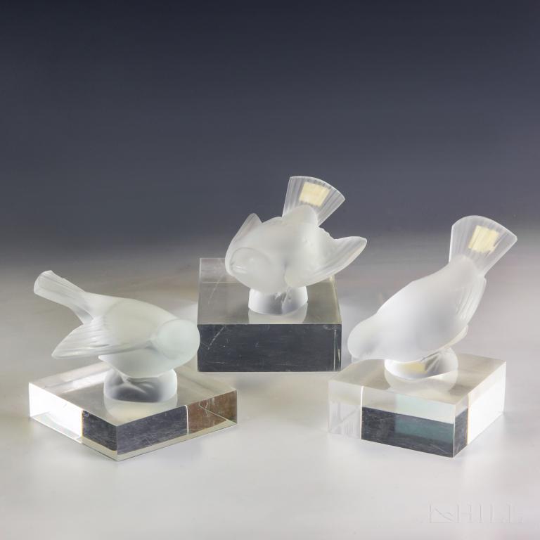 LALIQUE LOT of 3 Crystal Bird Paperweight Figures (1 of 9)