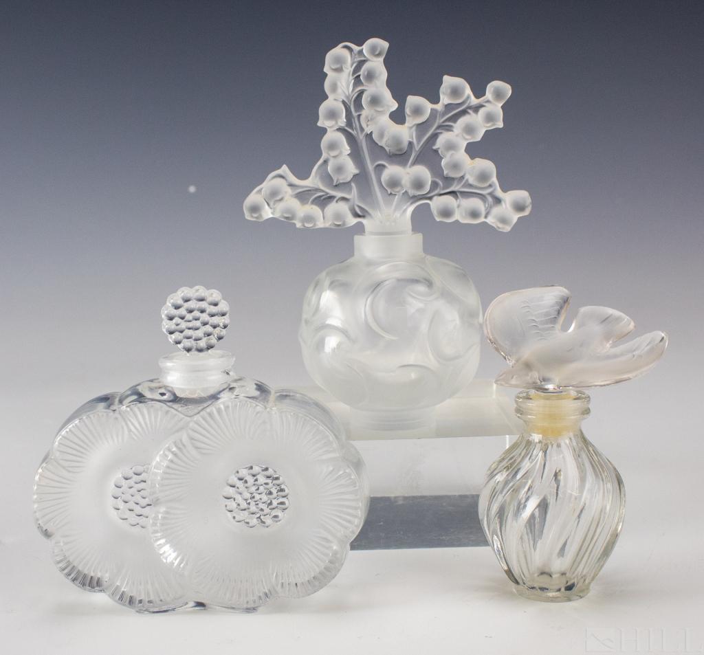 LALIQUE LOT of 3 French Crystal Perfume Bottles (1 of 5)