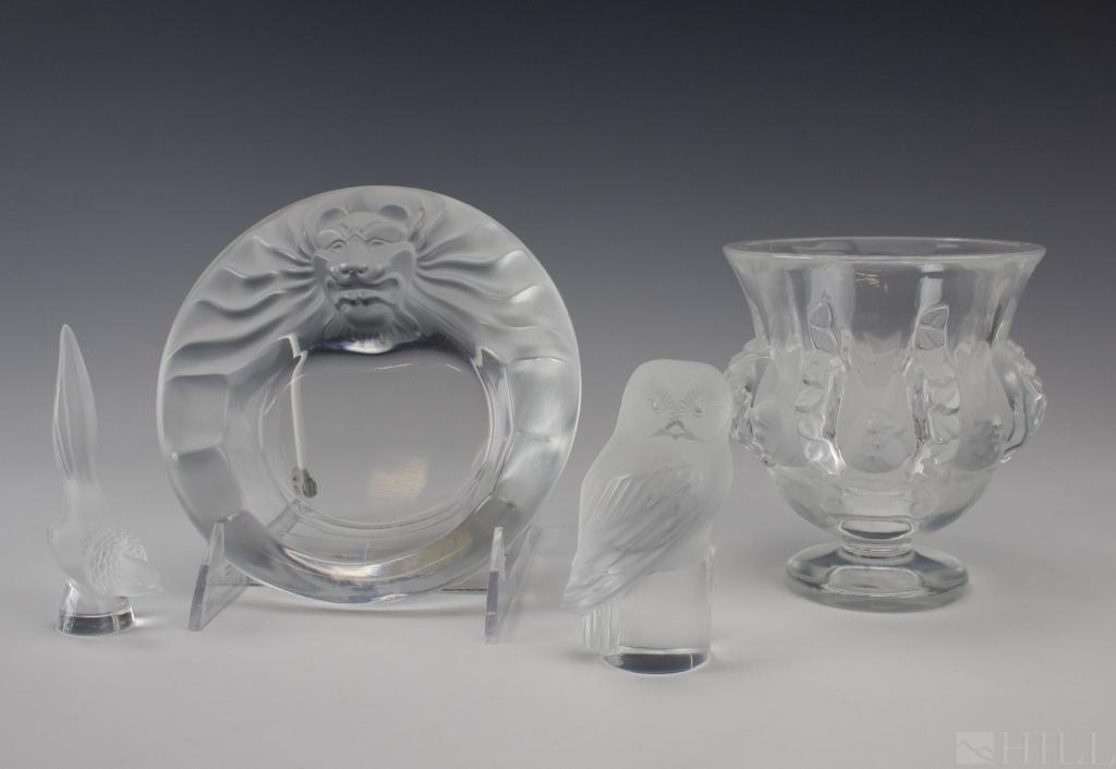 LALIQUE LOT 4 French Crystal Figurines Bowl & Vase (1 of 6)