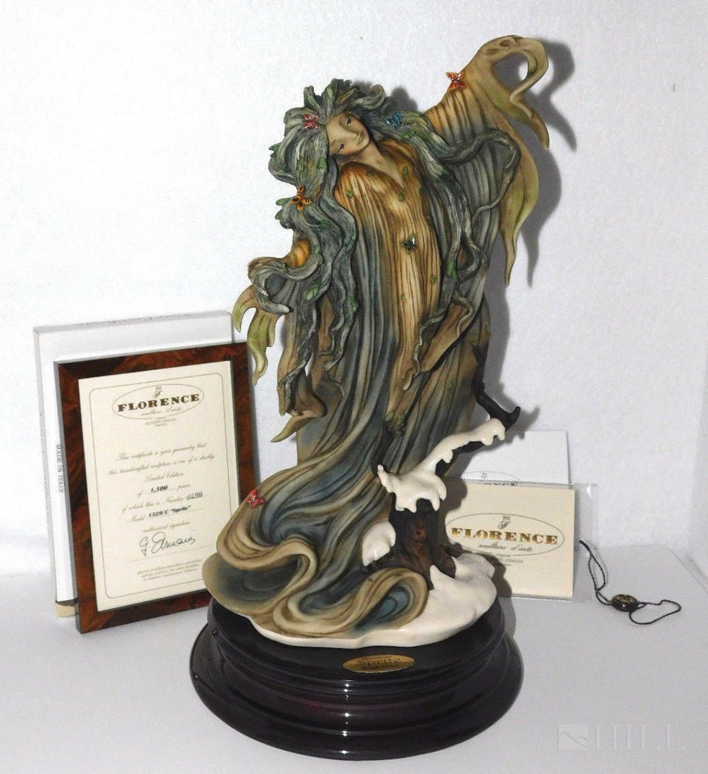 Giuseppe Armani Disney Spirite Fantasia 1329 w/Box: Giuseppe Armani Disney Fantasia "Sprite" #1329/C. Artist Signed Giuseppe Armani. Depicts a lovely, smiling graceful sculpture of The Sprite, from Fantasia. This is a Limited Edition 1710/1500. Approxi