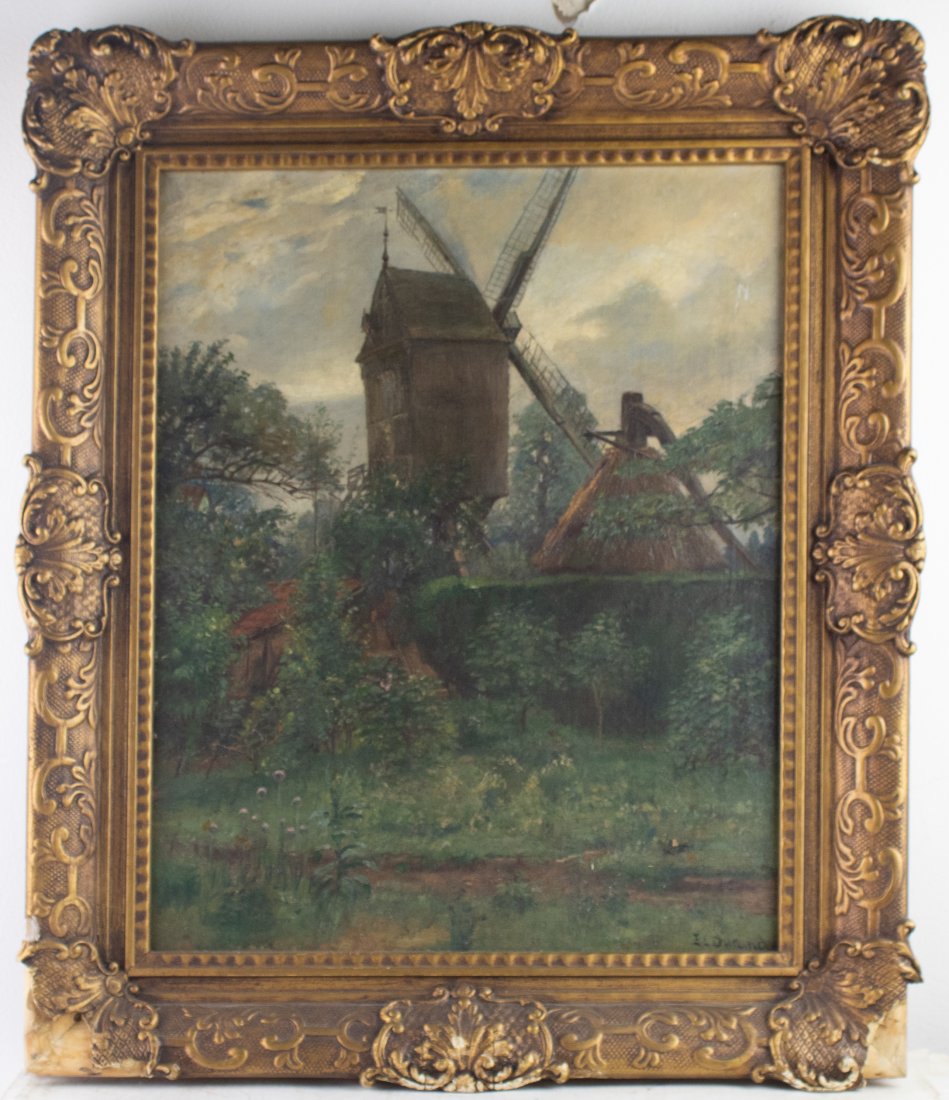 E Leon Durand Landscape Windmill Oil Painting (1 of 4)
