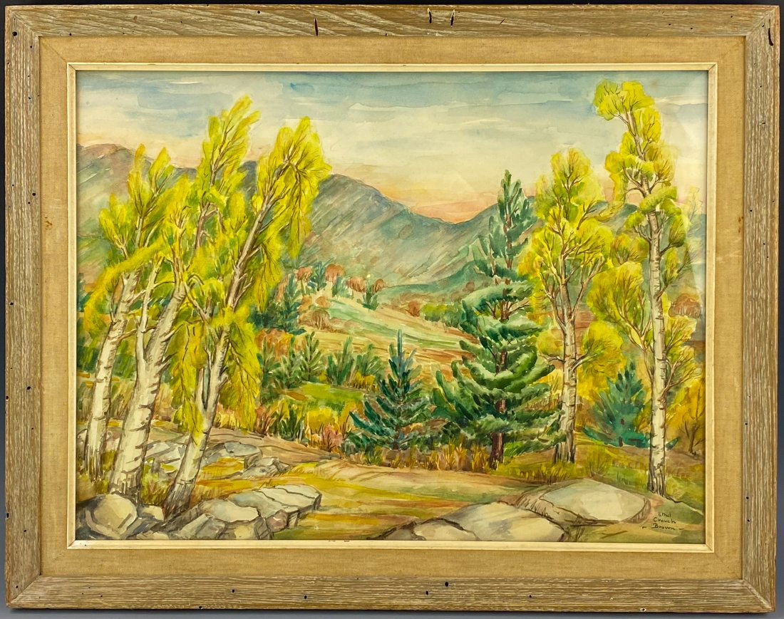 Ethel Crouch Brown Landscape Watercolor Painting (1 of 5)