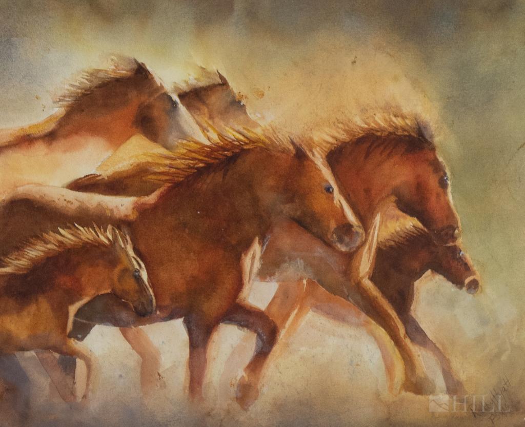Ruthy Hyatt AWS American Horse Watercolor Painting (1 of 4)