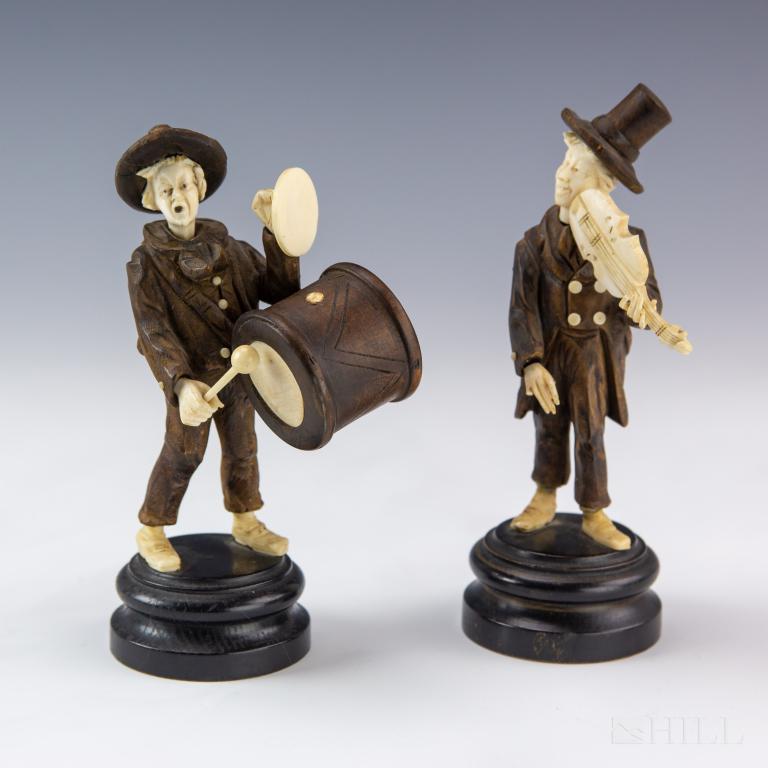 Antique Carved Wood Sculpture Musical Band Figures (1 of 6)