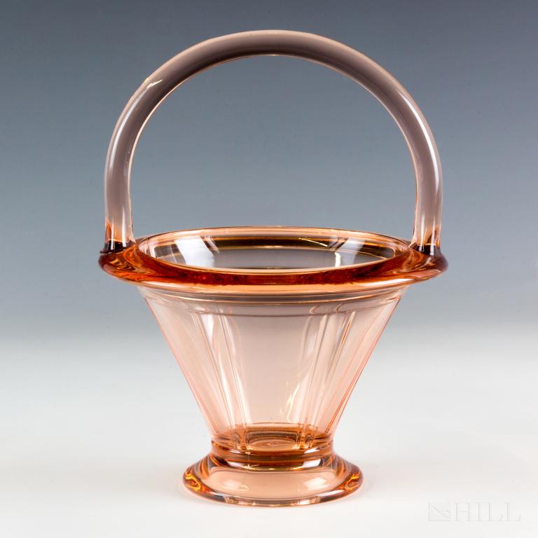Heisey Glass Hawthorne Double Rib Basket c.1925 (1 of 4)