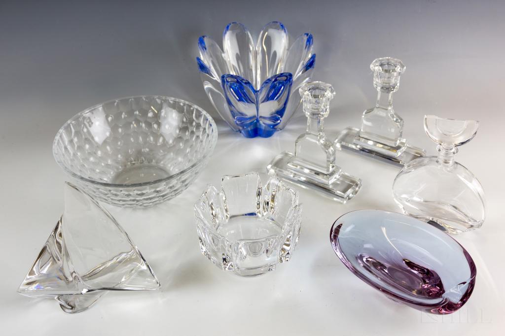 LOT Designer Signed Crystal & Art Glass w/ Tiffany (1 of 5)