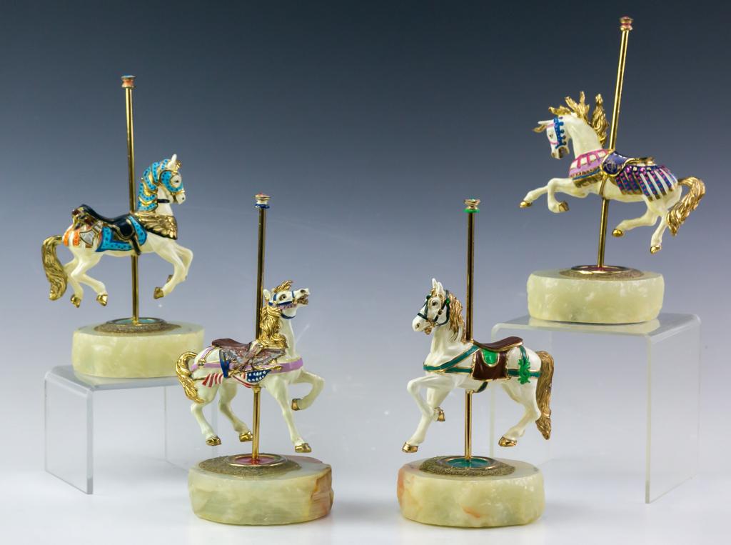 LOT 4 Ron Lee 24k Jeweled Carousel Horse Figures (1 of 7)