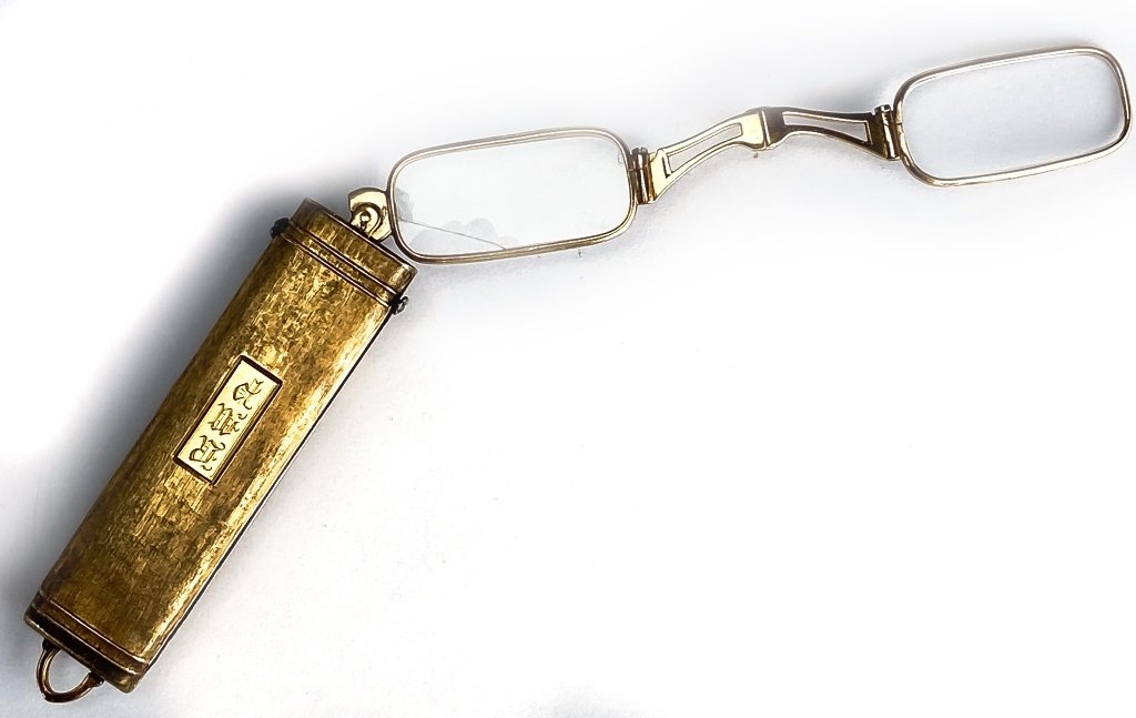 VTG 14k Solid Gold Retractable Eyeglasses & Case (1 of 7)