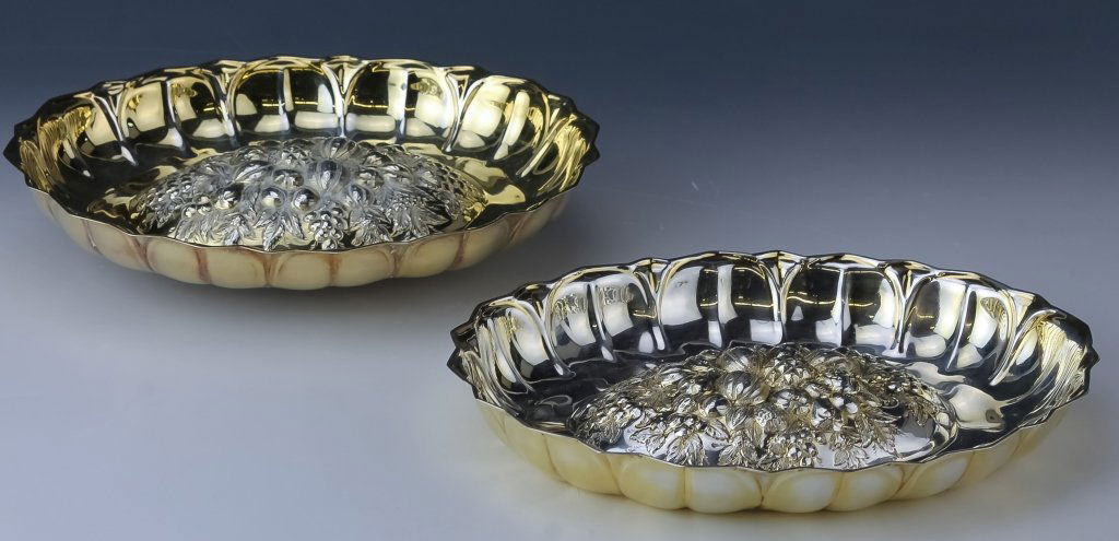 Pair of Gold Gilt Silver Plate Repousse Bowls (1 of 4)
