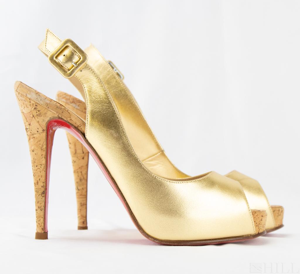 gold heels red bottoms