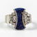 Retro 18k White Gold Diamond & Lapis Ring Size 8 - 2