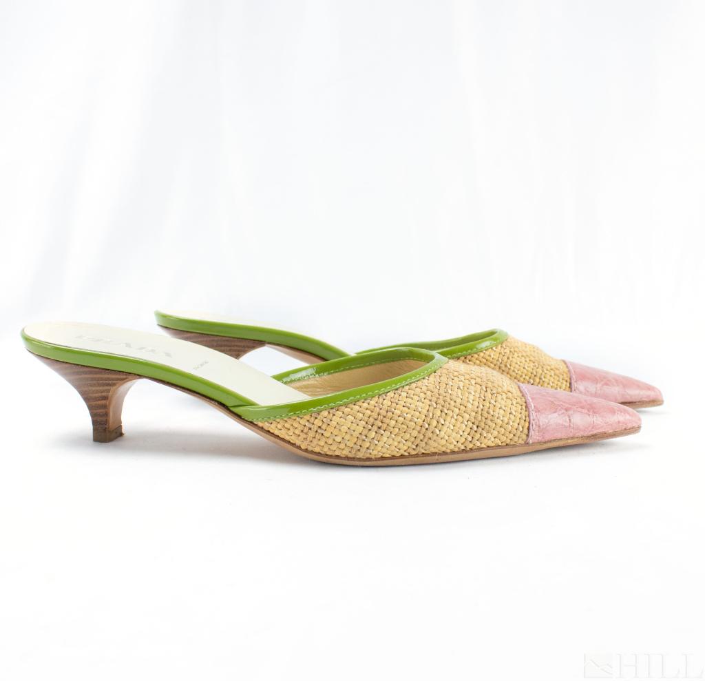 Prada Leather Wicker Pointed Toe Mule Flats 36 (1 of 5)