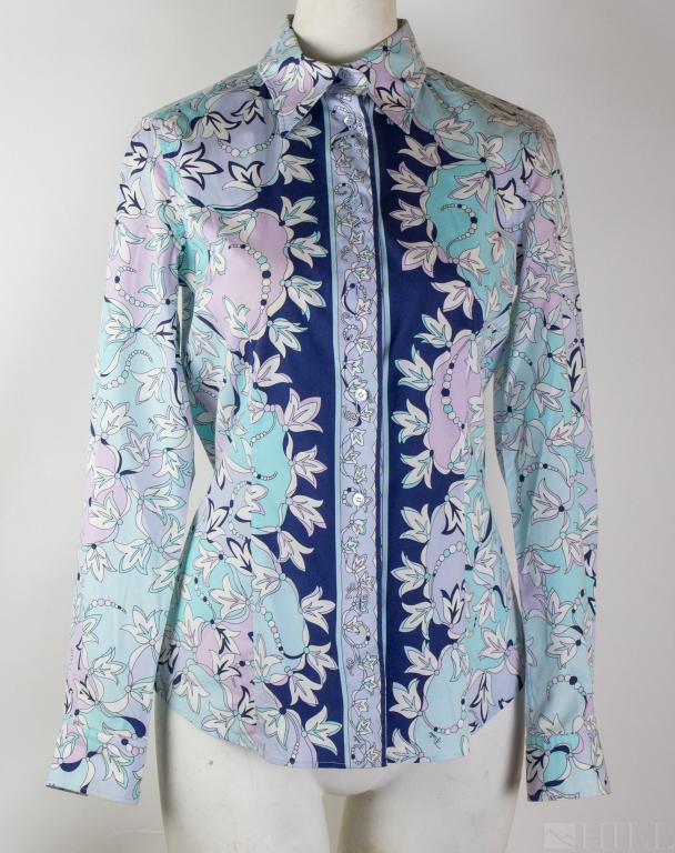 Emilio Pucci Pastel Floral Print Cotton Blouse (1 of 4)