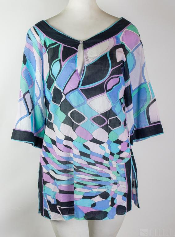 Emilio Pucci Short Sleeve Gauze Cotton Kaftan Top (1 of 4)