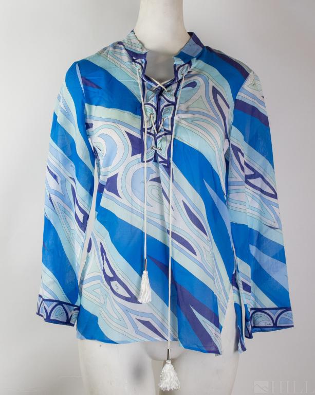 Emilio Pucci Long Sleeve Gauze Cotton Kaftan Top (1 of 4)