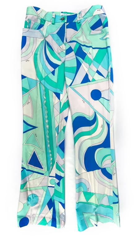 Emilio Pucci Abstract Cyan Print High Skinny Pants (1 of 4)