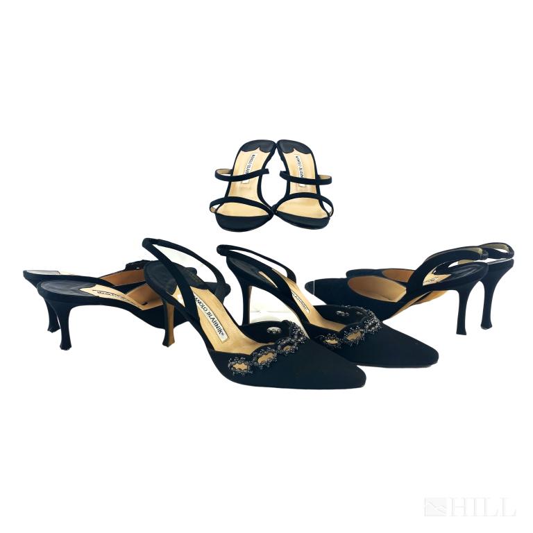 Lot 4 Manolo Blahnik Black Mules Heel Sandals 36 (1 of 7)