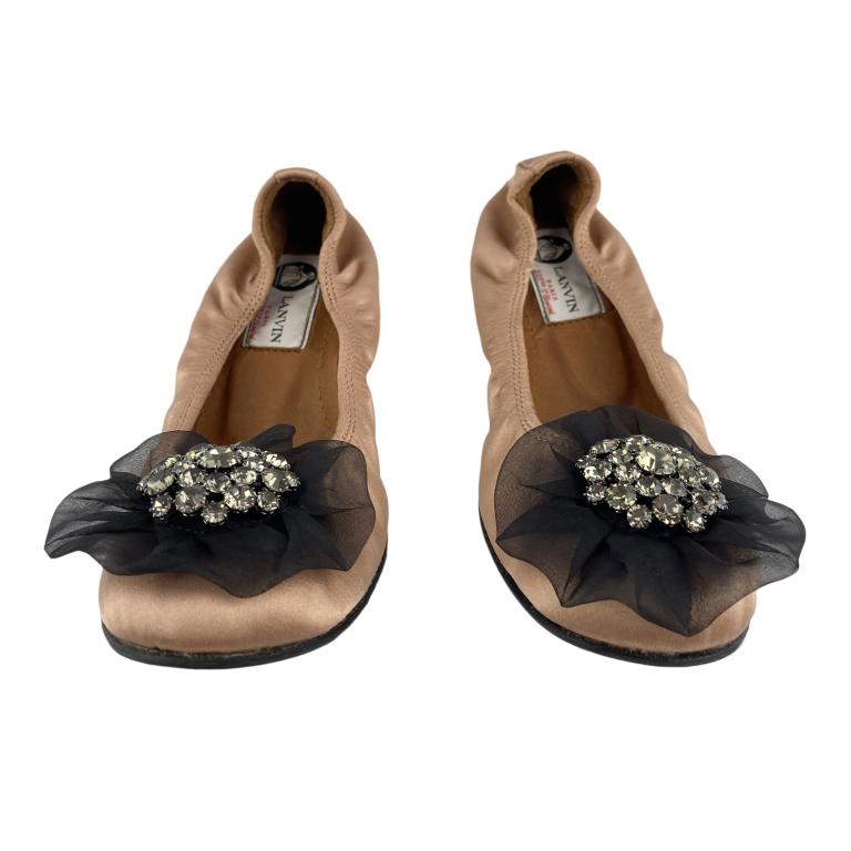 Lanvin Paris Silk Lace Jeweled Ballerina Flats 36 (1 of 5)