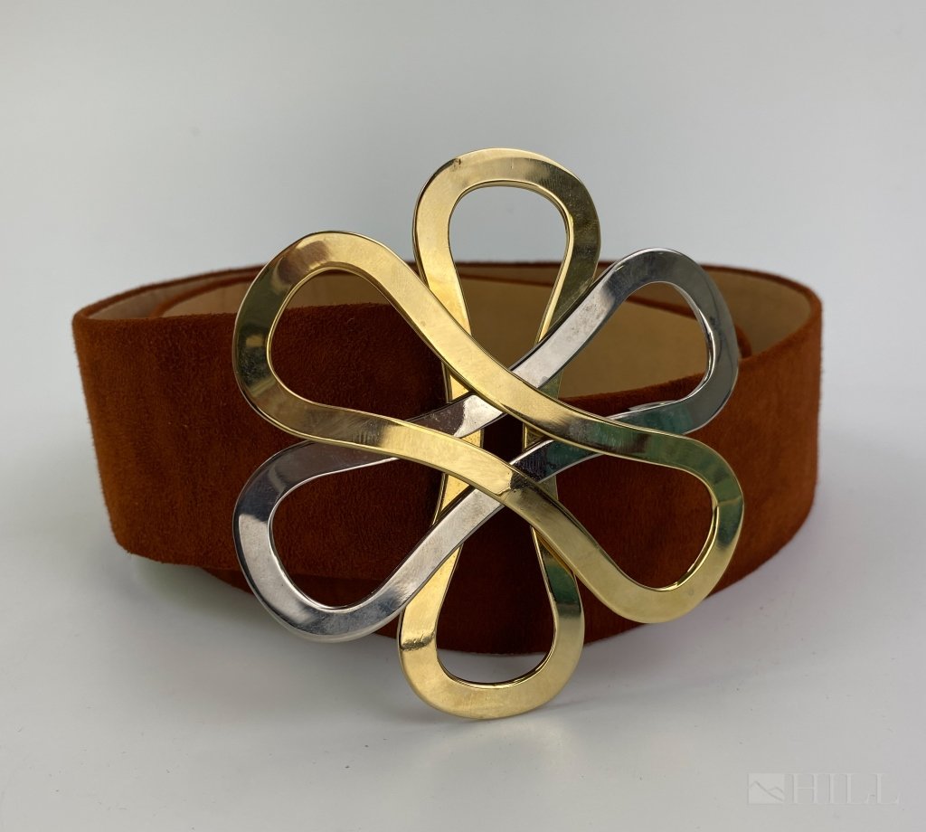 Lanvin Paris Suede Leather Metal Knot Womens Belt (1 of 4)