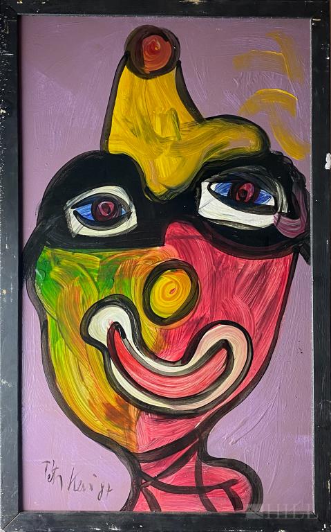 Peter Keil (German B1942) Happy Clown Oil Painting (1 of 7)