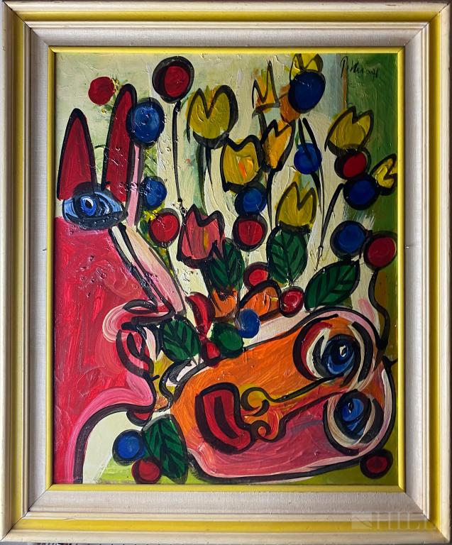 Peter Keil (German, B.1942) Devil Flowers Painting (1 of 5)