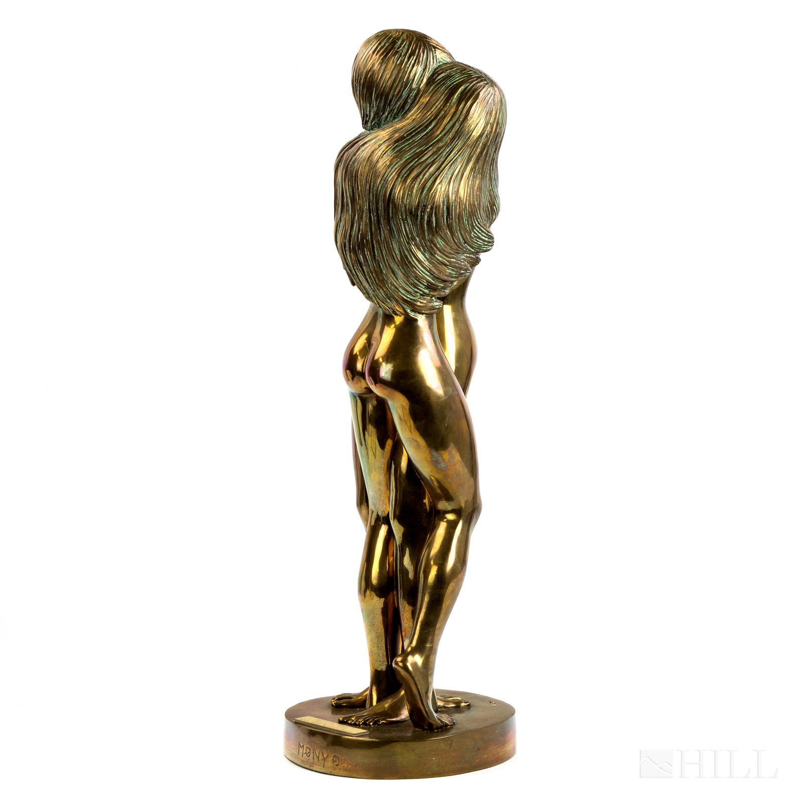 Prince Monyo Mihailescu-Nasturel Bronze Sculpture: Signed bronze modernist sculpture by Prince Monyo Simon Mihailescu-Nasturel (1926- Romania) "Passion Opus I" depicts a nude couple in a passionate kiss and embrace. Limited edition number 5 of 25. Mea