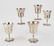 5 Tughra Ottoman Marked Silver Wine Goblets 763g