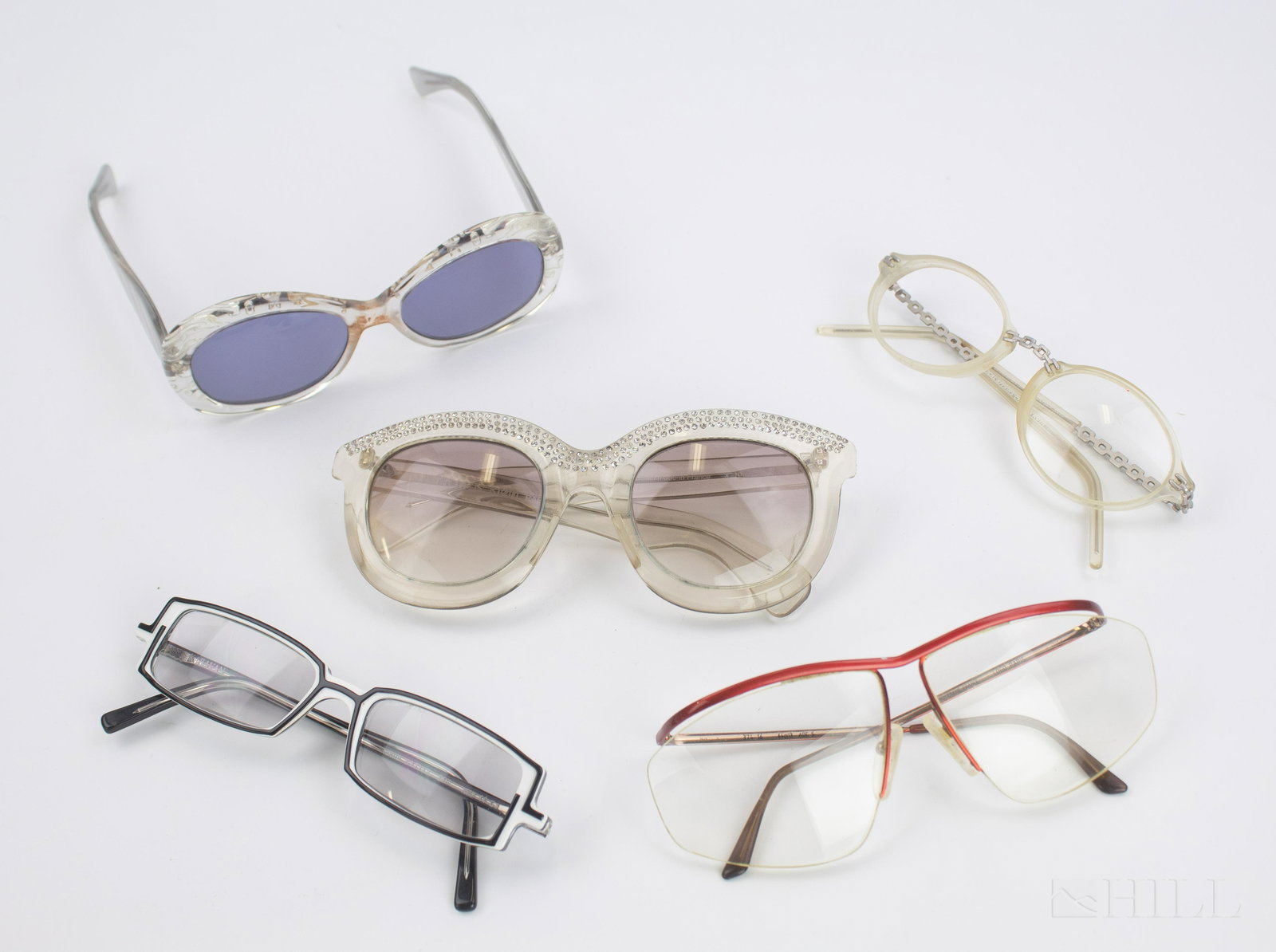 Jean Lafont Francis Klein C. Roth, Karavan Glasses: Collection of vintage eyeglasses and sunglasses from a variety of notable makers. Includes rhinestone studded glasses by Francis Klein, Pacifique glasses by Jean Lafont, Optical Affairs by Christian R