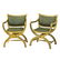 Pair Neoclassical Curule Campaign Chair Armchairs