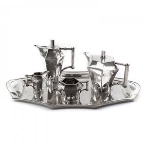 5 Pc Art Nouveau Sterling Silver Tea Service 3054g (1 of 5)