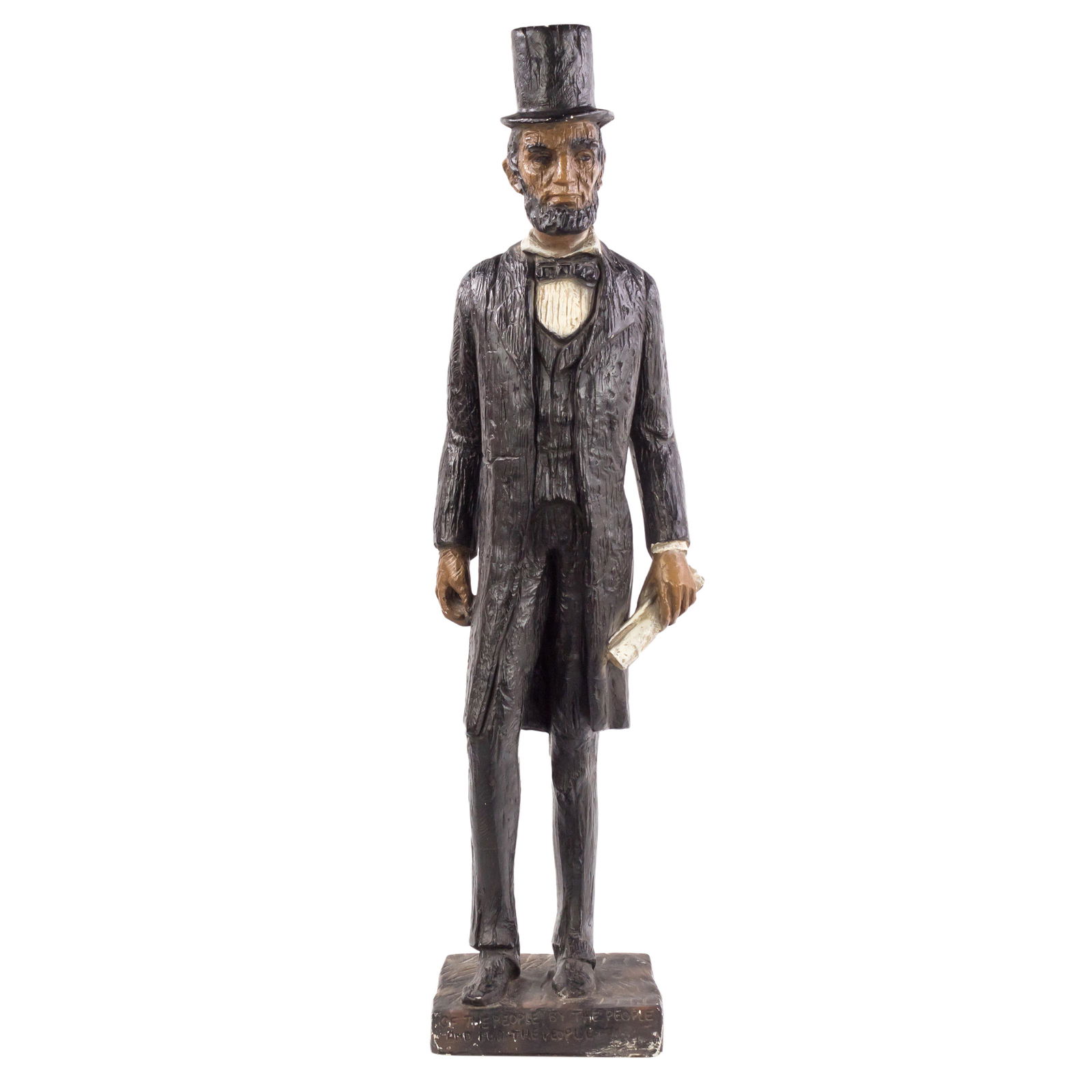 Ethan Allen Display Statue of Abraham Abe Lincoln: A large and very impressive home decor sculpture of America's 16th president, produced in 1963 by Austin Productions for Ethan Allen, and modeled in a 19th century style as Honest Abe Lincoln deliveri