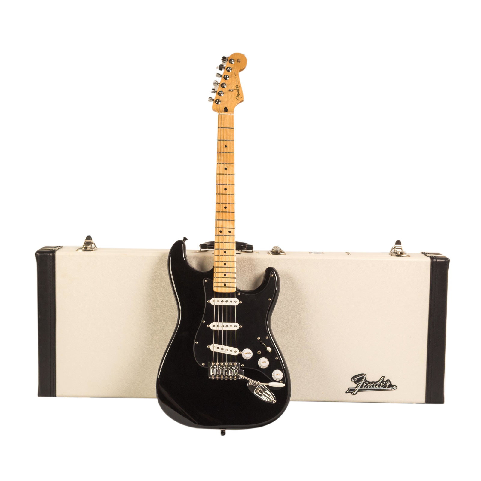 Fender David Gilmour Black Stratocaster Guitar: Fender Special Edition Stratocaster Electric Guitar, a closely "Modified" and "Replicated" version of the "Custom Shop David Gilmour Signature Series Black Strat," featuring custom upgraded appointmen