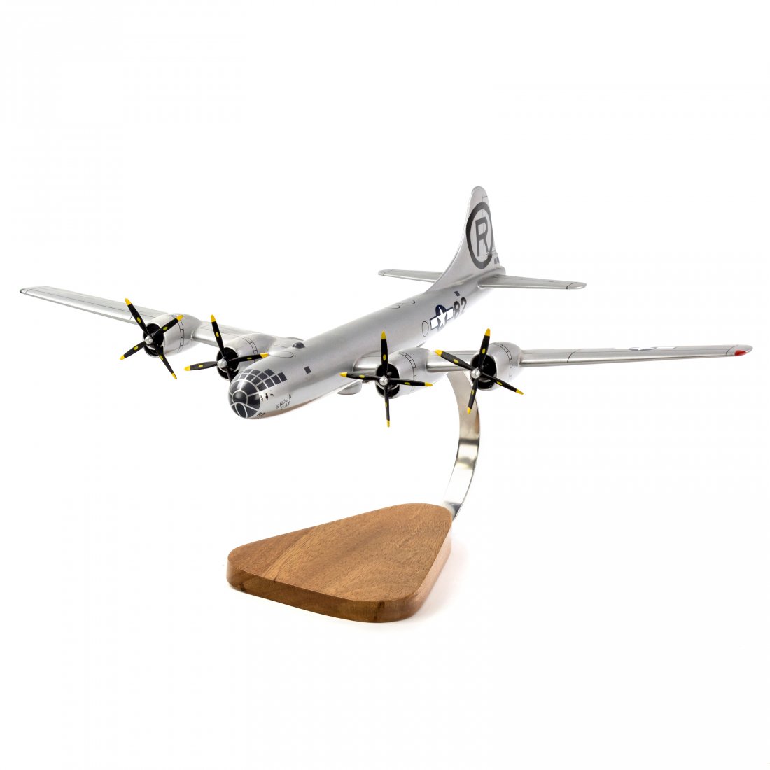 Paul Tibbets SIGNED Enola Gay Airplane Model Plane: A vintage autographed desk model plane of the historic Boeing B-29 bomber that delivered the first atomic bomb over Hiroshima, Japan on August 6, 1945. Bears signature to the wing in black marker of t