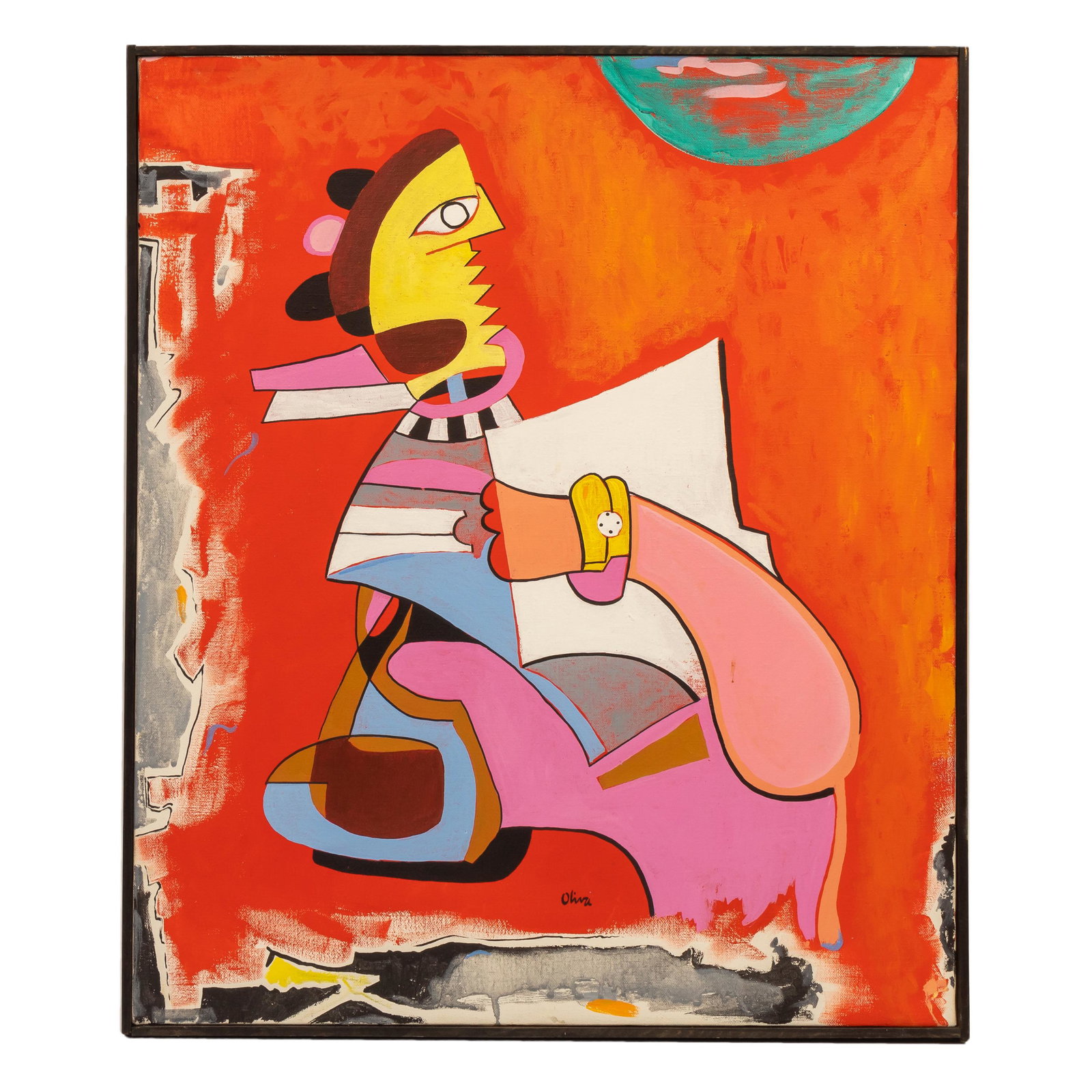 Eduard Oliva 1985 Oil On Canvas Cubist Painting: Eduard Oliva (Spanish, 20th Century). Features the work titled Mujer de Picasso, a cubist depiction of a woman. Signed lower center and on verso. Measures 26 in. x 22 in. (sight), 26 1/2 in. x 22 1/2 