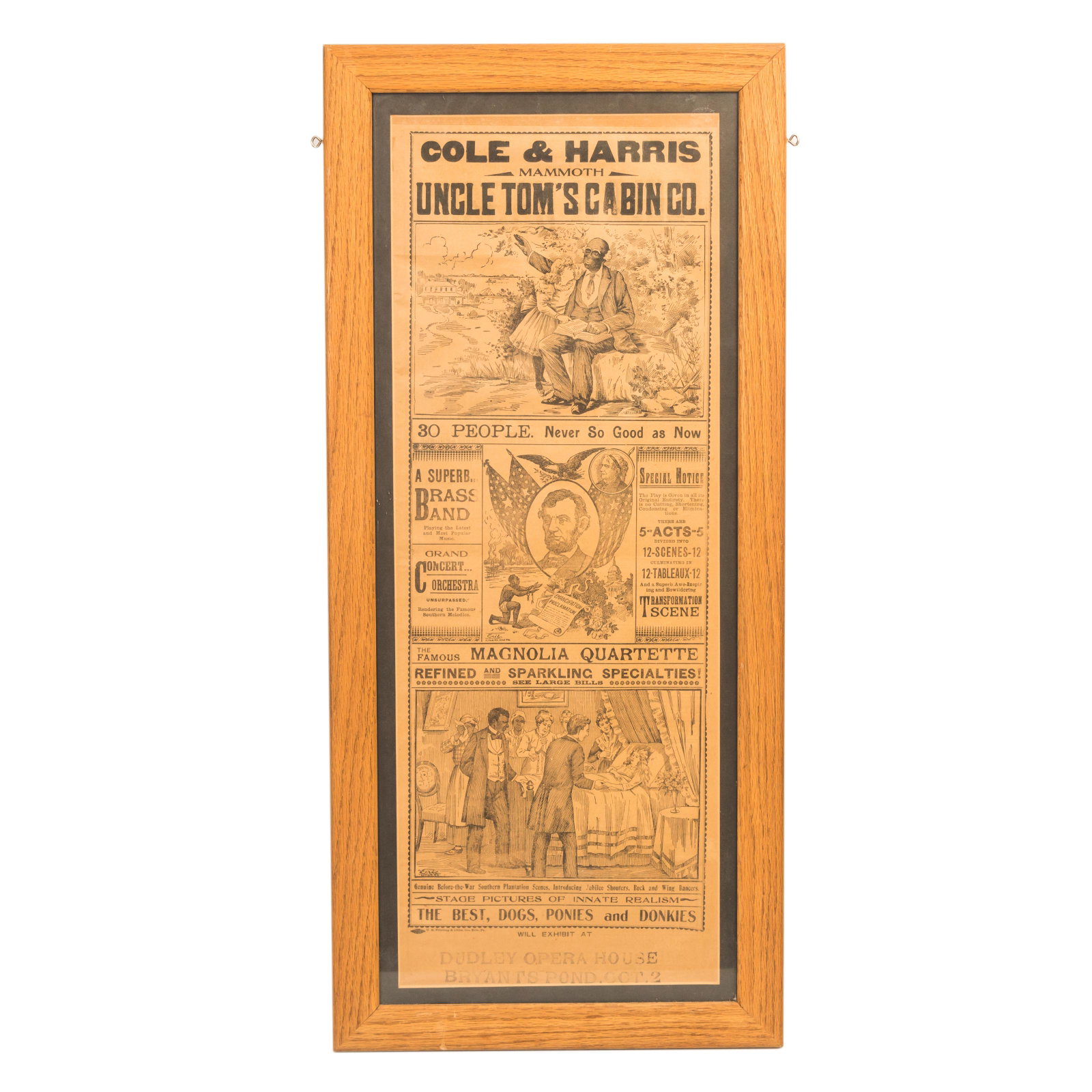 Uncle Tom's Cabin Lithograph Advertisement Poster: A rare surviving original two sided lithograph illustrated theatrical broadside advertising the Grand 1914 Triumphal Tour of the New Uncle Tom's Cabin Company. Produced in 1914 by Erie Litho. & Printi