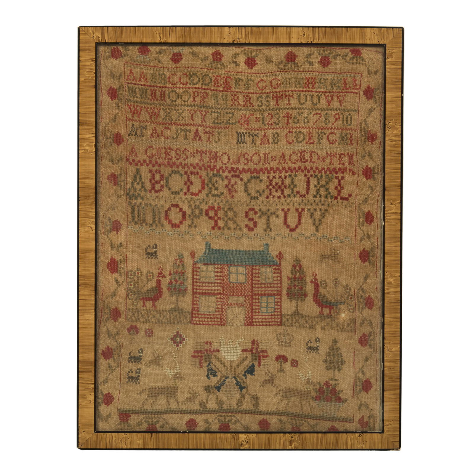 American School Early 19th C. Embroidered Sampler (1 of 5)