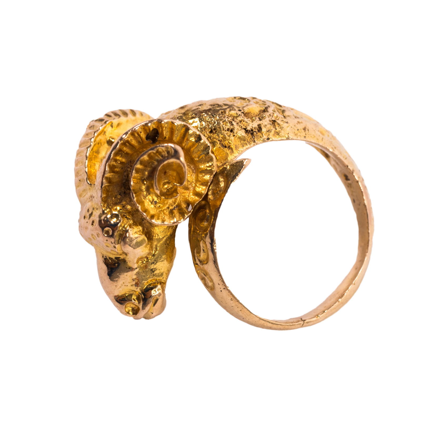 18k Gold Vintage Ladies Rams Head Ring Size 3 1/4 (1 of 7)