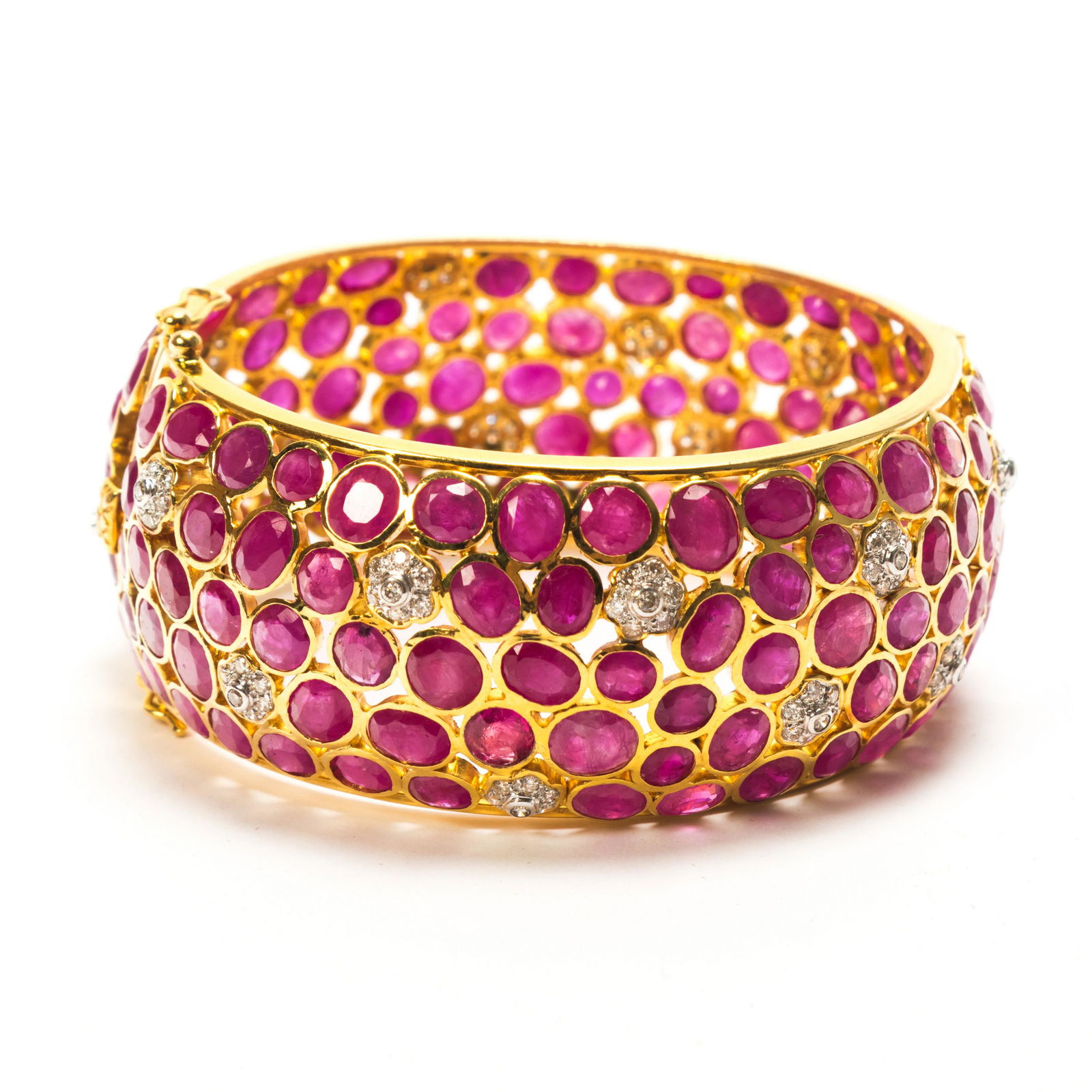 18k Gold Ruby & Diamond Elegant Bangle Bracelet (1 of 6)