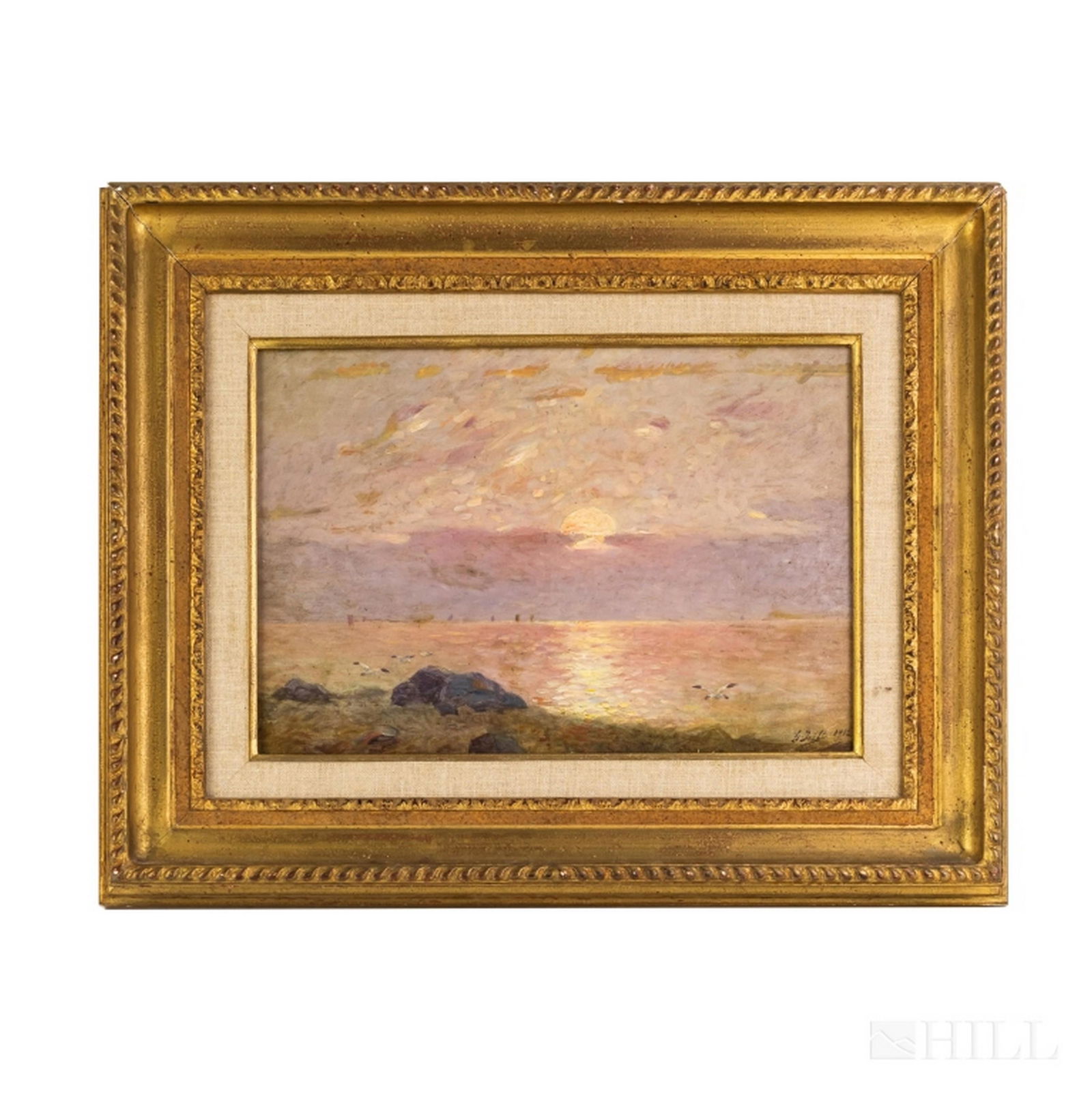 1902 French Impressionist Seascape Oil Painting (1 of 7)