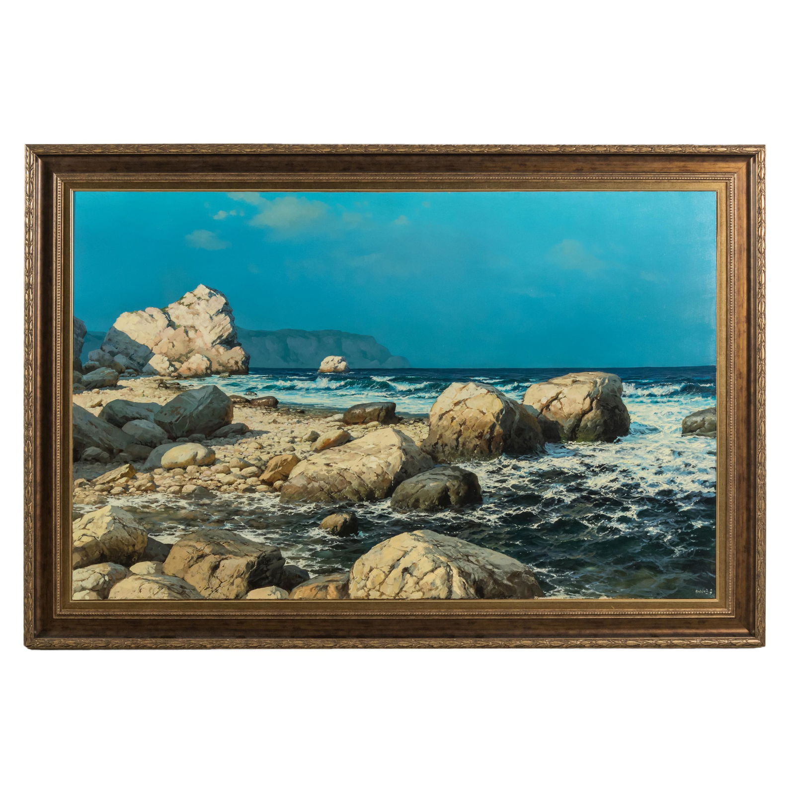 Mystery Artist Seascape Oil Landscape Painting (1 of 5)