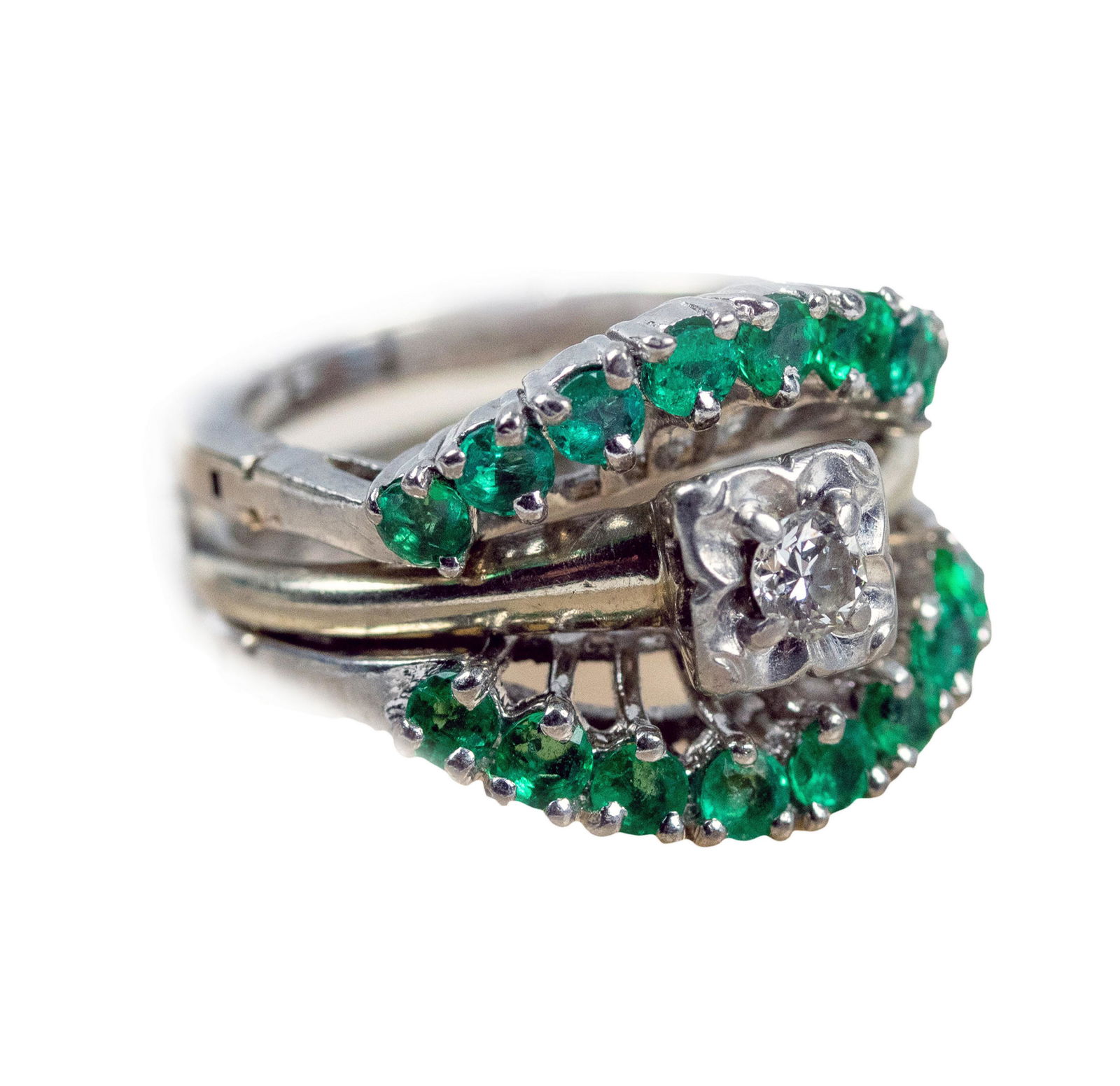 14k Gold Orange Blossom Diamond Emerald Ring (1 of 7)