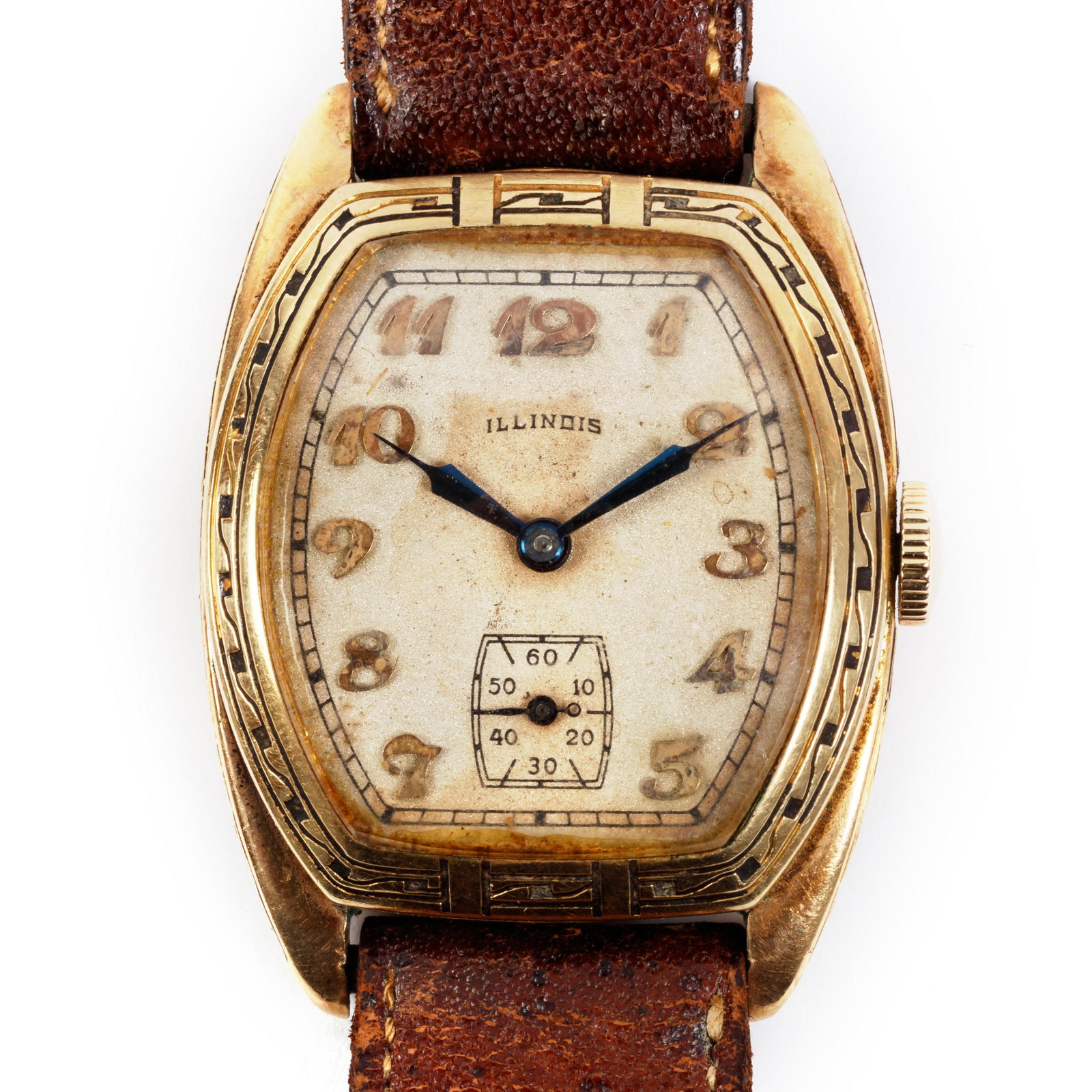 Illinois 21 Jewel 14k GF Enamel Tourneau Watch: Illinois Watch Co. (American). Vintage wrist watch. Features a 14k gold filled tourneau case housing a 21 jewel movement. Case, dial, and movement signed Illinois. Measures 28mm not including crown. T